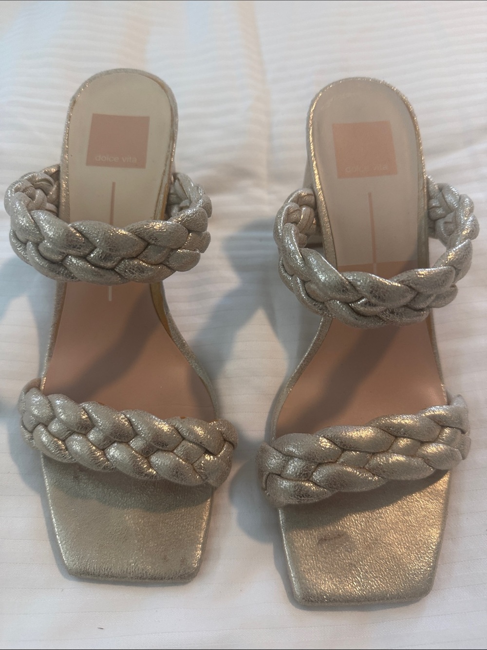 Dolce Vita Braided Metallic Slide Mules - gold